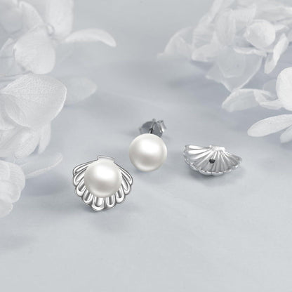 Perlenohrringe Sterling Silber Muschelohrringe Damen Geschenke