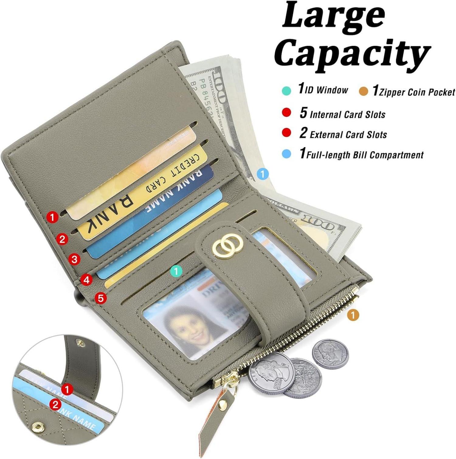 Damen Geldbörse RFID Portemonnaie Leder Slim Wallet Geschenk Grün