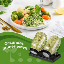 Sprossen Keimglas Set Schwarz 2er - Filterdeckel Edelstahl