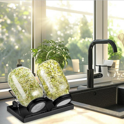 ecooe Sprossen Keimglas Schwarz 2er Set 750ml Sprouting Jar Kit