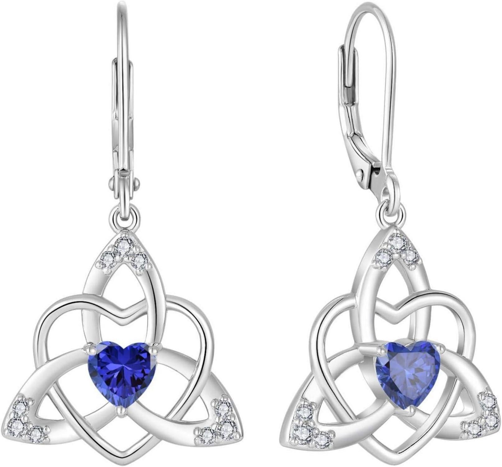 Keltischer Knoten Ohrringe Damen 925 Silber Geburtsstein Tansanit