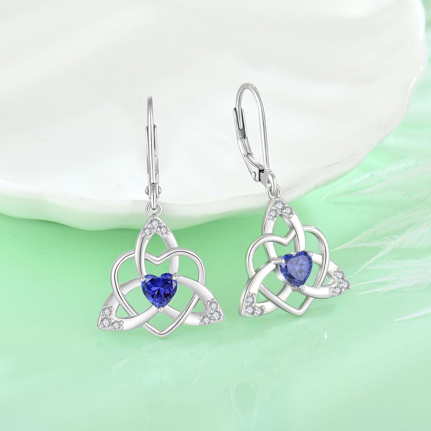 Keltischer Knoten Ohrringe Damen 925 Sterling Silber Tansanit Birthstone