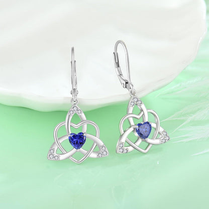 Keltischer Knoten Ohrringe Damen 925 Sterling Silber Tansanit Birthstone