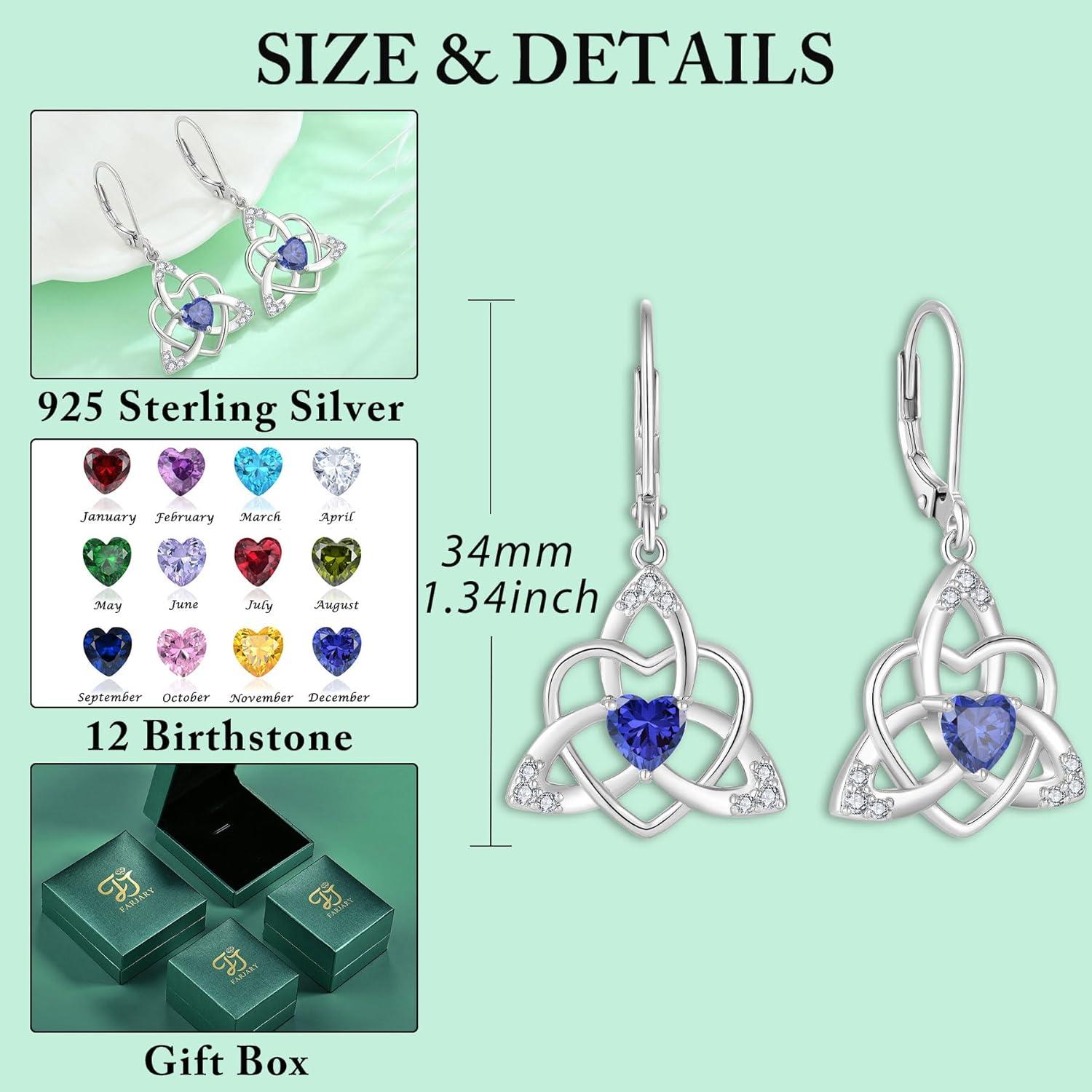 Herz Keltischer Knoten Ohrringe Damen 925 Silber Hängend Tansanit