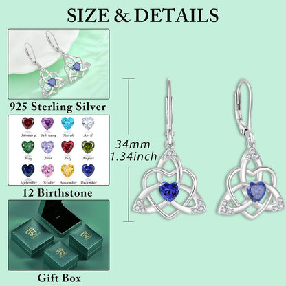 Herz Keltischer Knoten Ohrringe Damen 925 Silber Hängend Tansanit