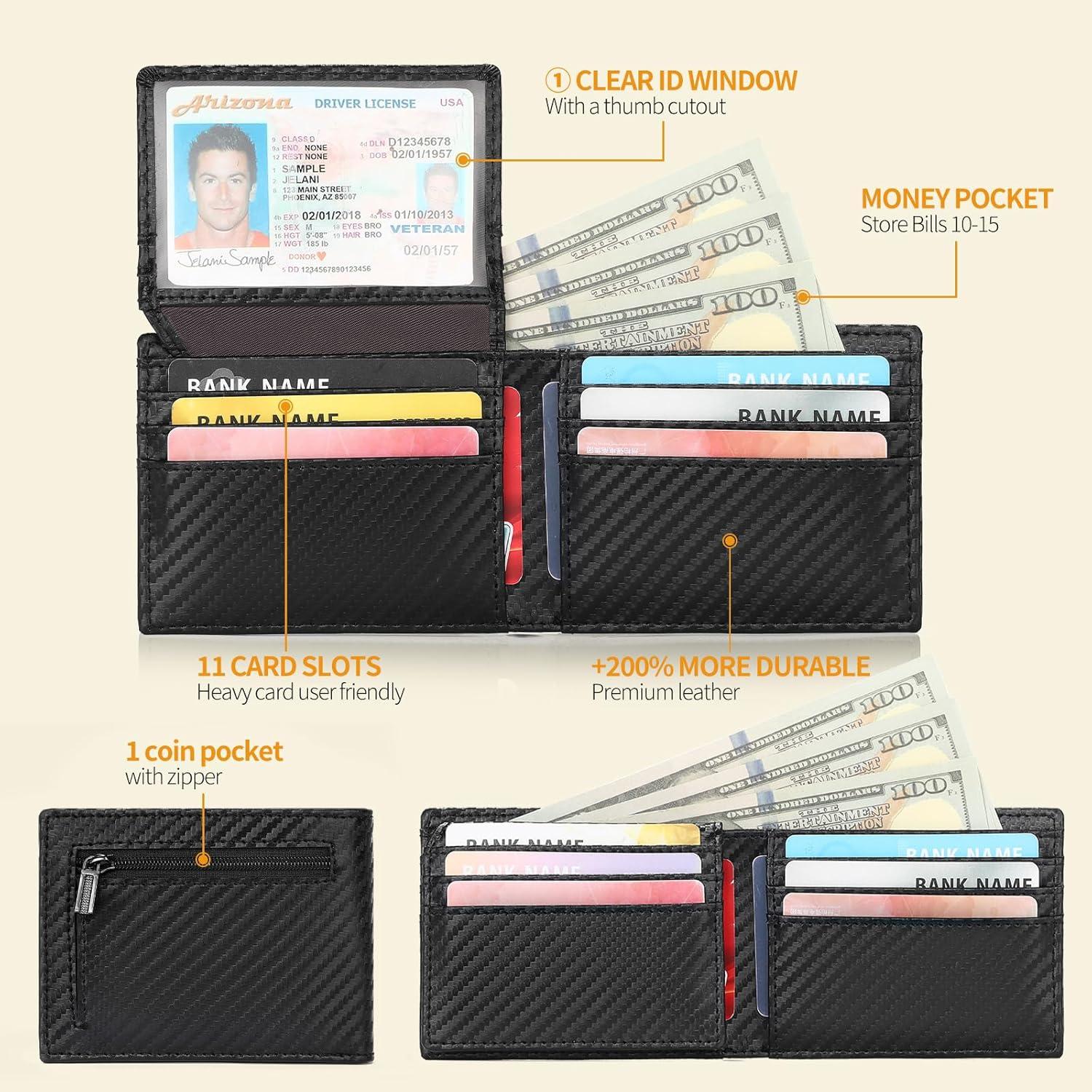 GAEKEAO Herren Geldbörse Leder RFID Schutz Schwarz mit