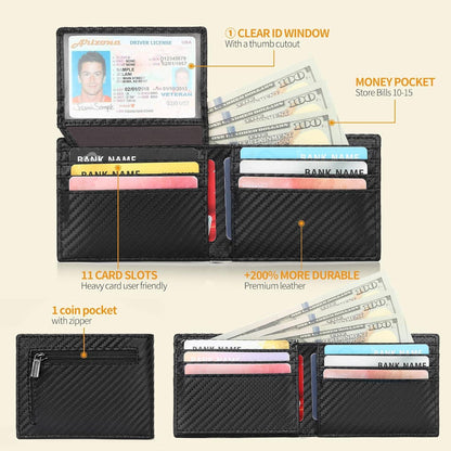 GAEKEAO Herren Geldbörse Leder RFID Schutz Schwarz mit