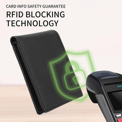 Herren Geldbörse Leder RFID Schutz Münzfach Schwarz Geschenk Box