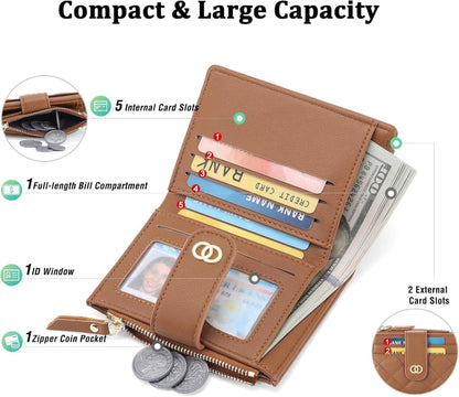 Damen Geldbörse RFID Blocker klein Leder Slim Wallet Geschenke gelb