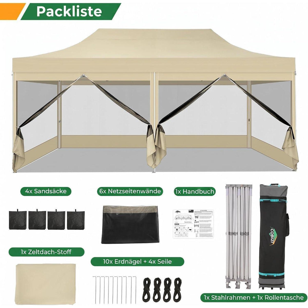 Faltpavillon 3x6m – Wasserdicht, Stabil & Vielseitig für Draußen