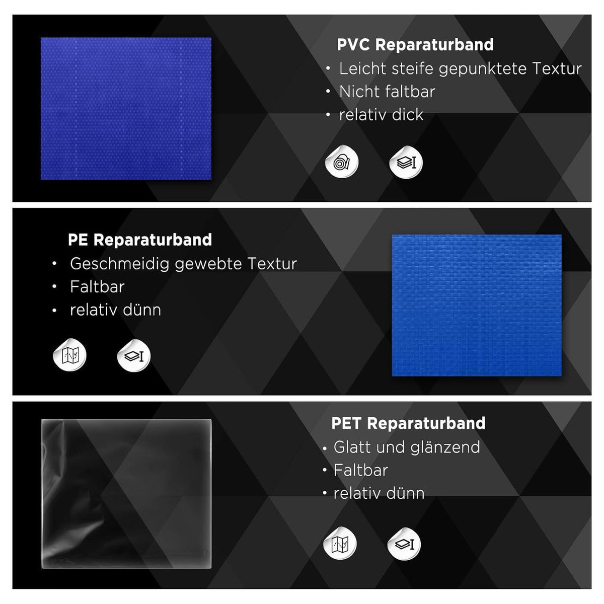 PVC Planenband Reparaturklebeband 5M x 8CM Dunkelblau