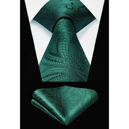 Herren Weste Krawatte Einstecktuch Set Jacquard Seide L Grün