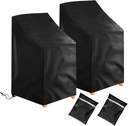 Gartenstuhl Abdeckung 2er Set wasserdicht UV-beständig schwarz
