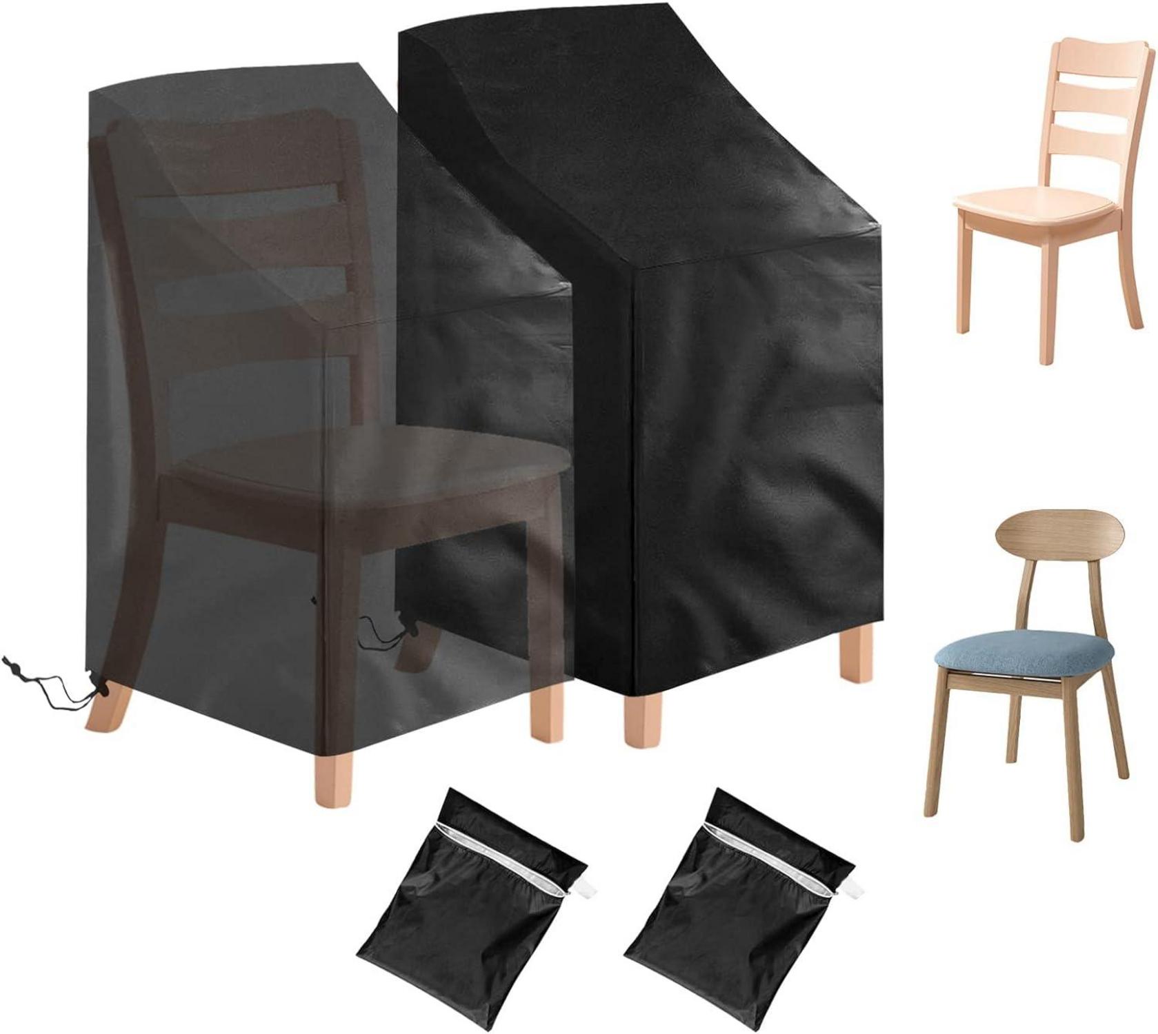 Gartenstuhl Abdeckung 2er Set wasserdicht UV-beständig schwarz