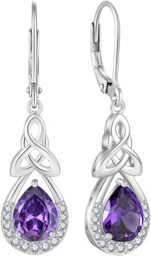 Keltischer Knoten Amethyst Ohrstecker 925 Silber Zirkonia