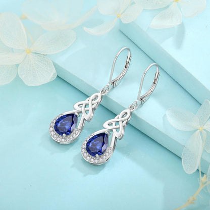 Keltischer Knoten Ohrringe Damen 925 Silber Tansanit 1,50 zoll