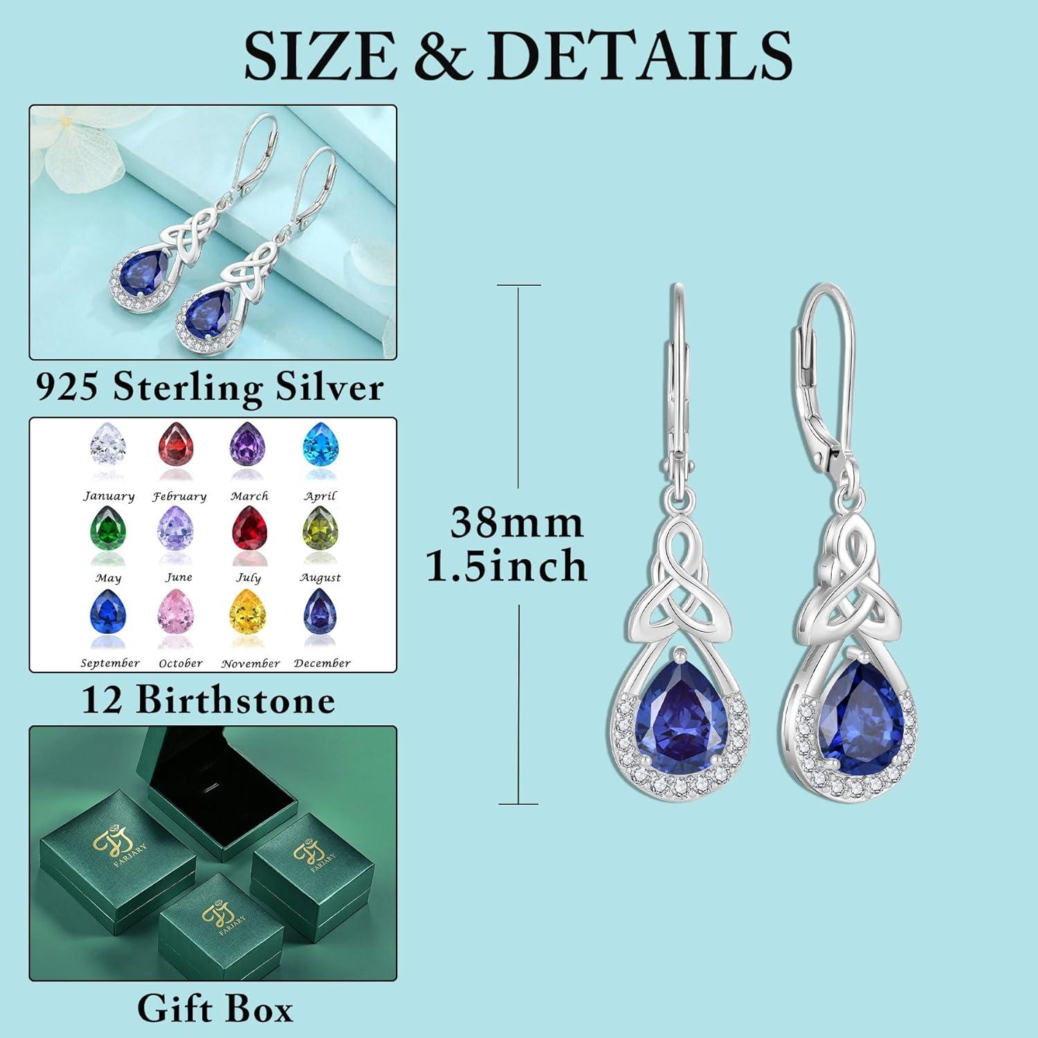 Keltischer Knoten Ohrringe Damen 925 Silber Tansanit Birthstone