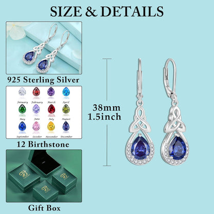 Keltischer Knoten Ohrringe Damen 925 Silber Tansanit Birthstone