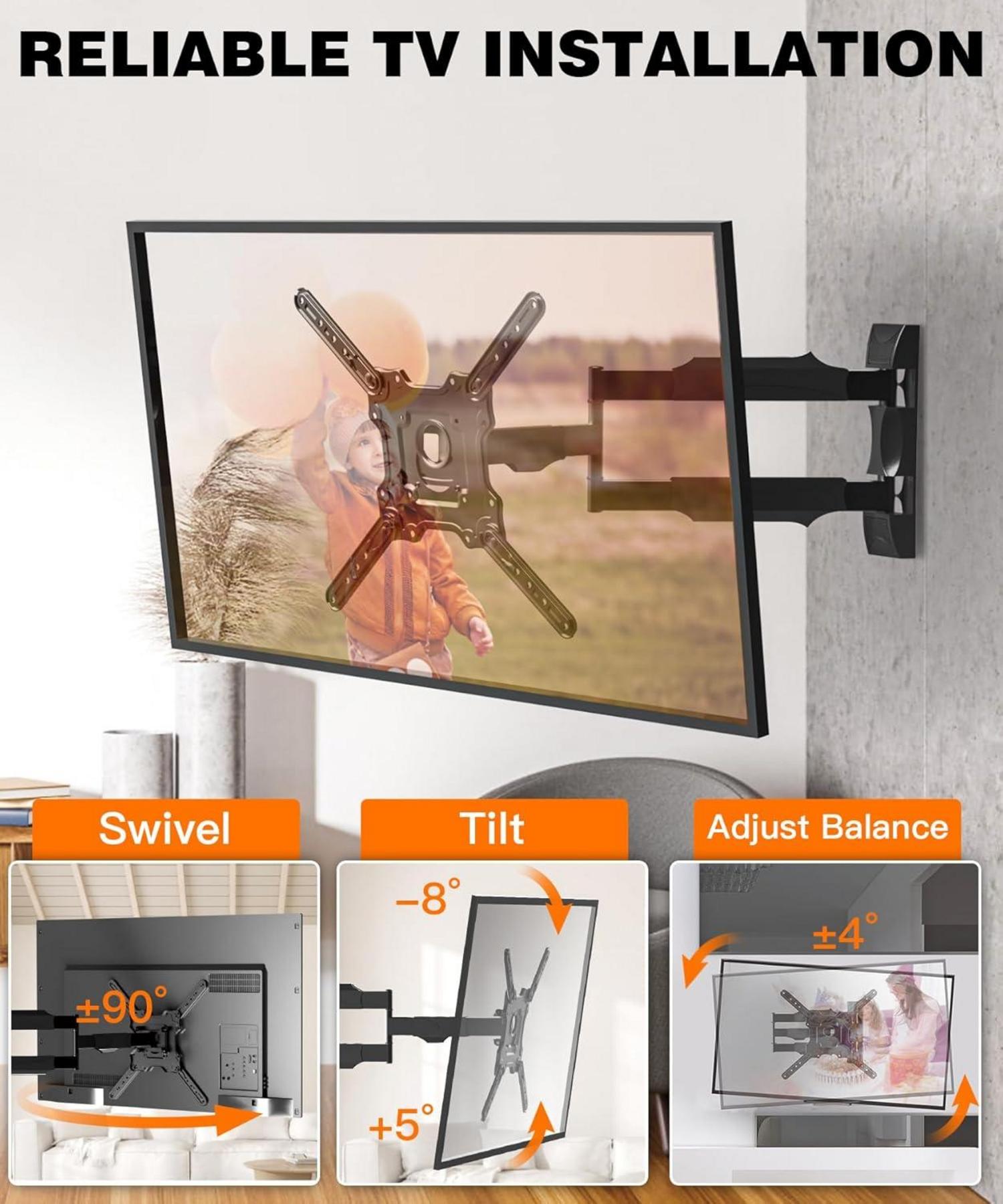 TV Wandhalterung Schwenkbar 720mm Arm 32-65 Zoll Fernseher VESA