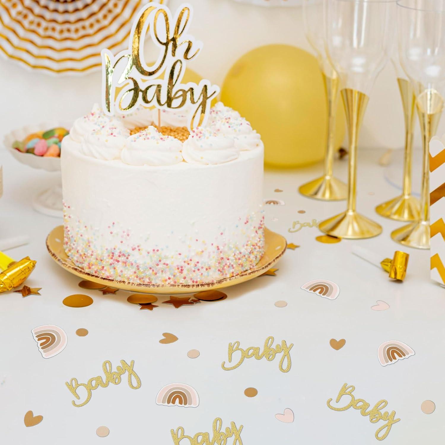 Konfetti Baby Shower Deko Boho Regenbogen 60 Stk. Streudeko Gender Reveal Party