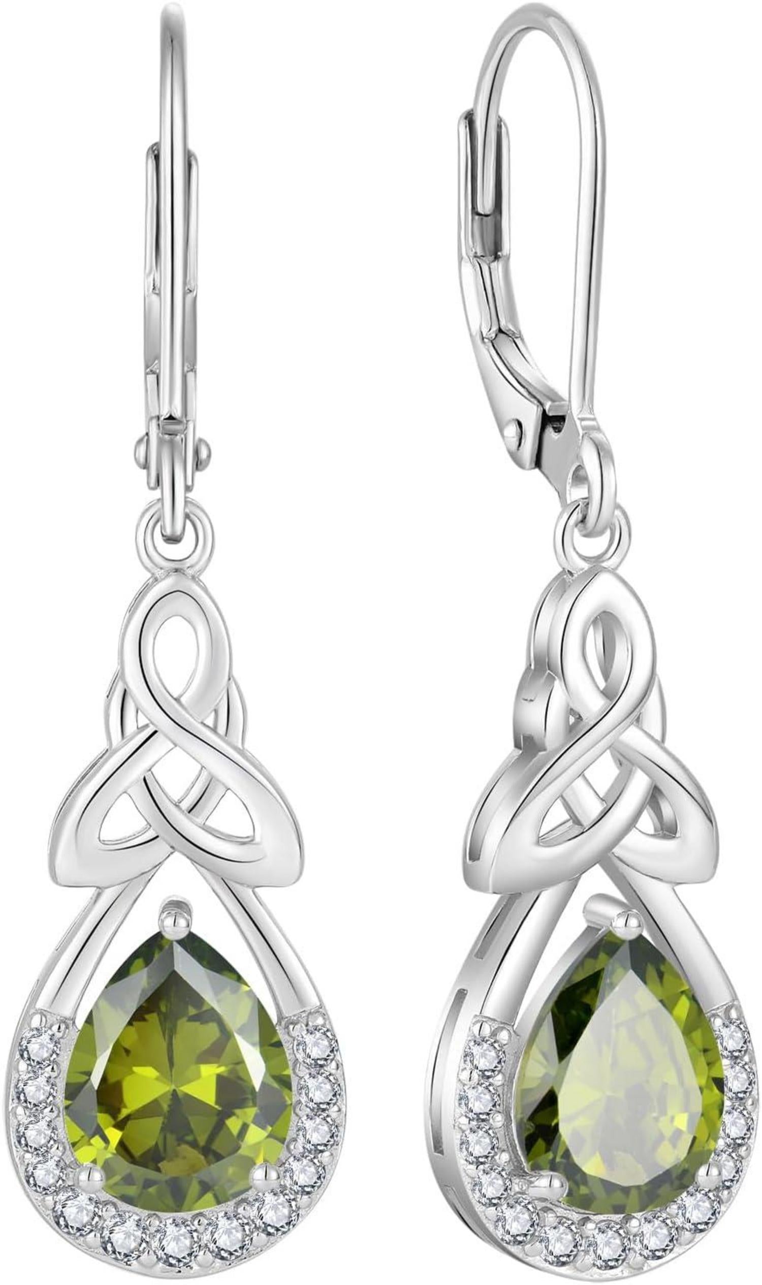 Keltischer Knoten Tropfen Ohrringe 925 Silber Geburtsstein Sun Dance