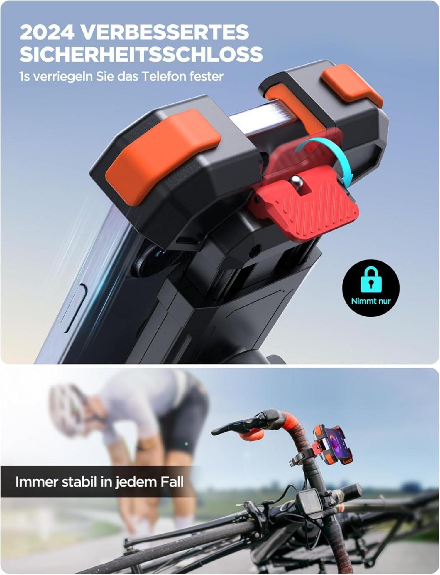 Handyhalterung Fahrrad Motorrad 360° Drehbar 5S Schnellmontage 4.7-7.0'' Handys