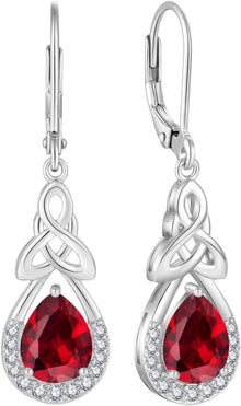 Keltischer Knoten Rubin Ohrringe 925 Sterling Silber Geburtsstein
