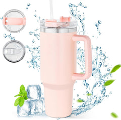Thermobecher 40oz mit Strohhalm und Henkel aus Edelstahl