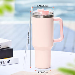 40oz Thermobecher Edelstahl mit Strohhalm, Henkel & Deckel