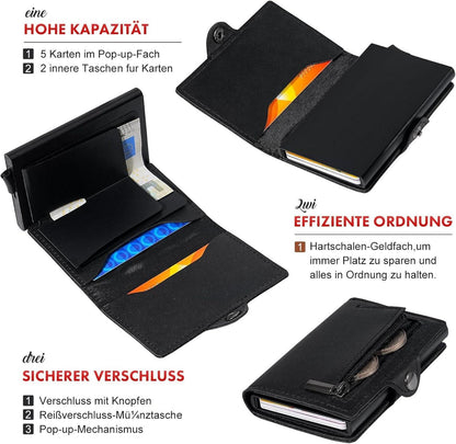 Slim RFID Geldbörse Herren Mini Geldbeutel Damen Münzfach