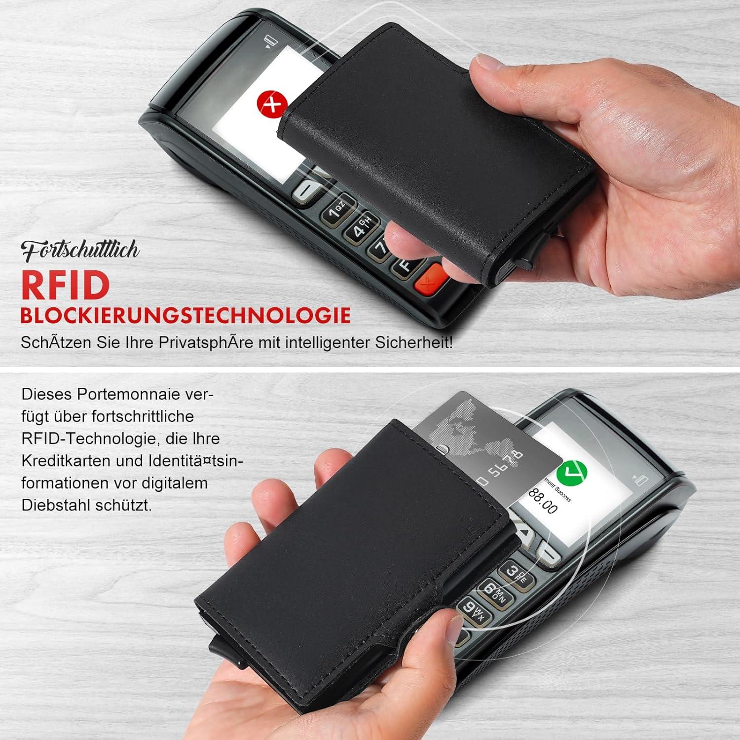 Slim RFID Geldbörse mit Münzfach Schwarz Wallet AISIR