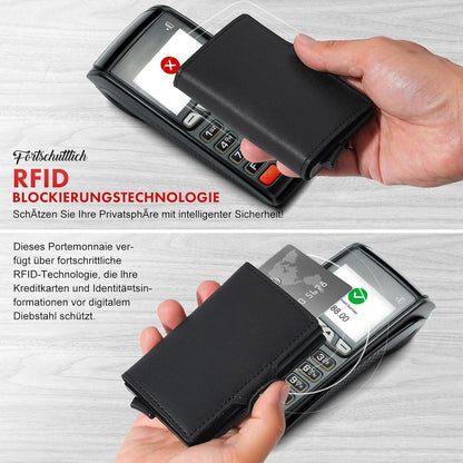 Slim RFID Geldbörse mit Münzfach Schwarz Wallet AISIR