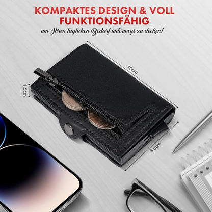 AISIR Wallet RFID Herren Damen Slim Geldbörse Mini Münzfach Schwarz