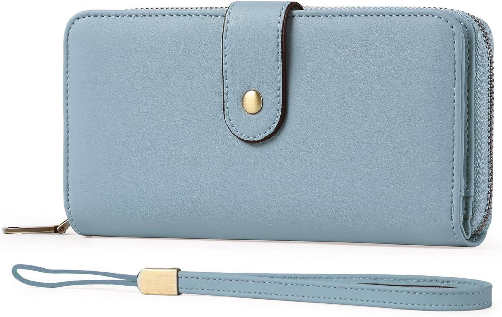 Damen Geldbörse Groß RFID Schutz 14 Kartenfächer Blau