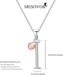 Mesovor Initiale Kette Silber 925, Zirkonia Buchstabe-I
