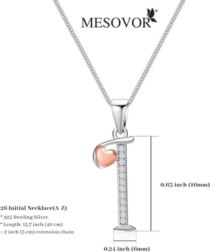 Mesovor Initiale Kette Silber 925, Zirkonia Buchstabe-I