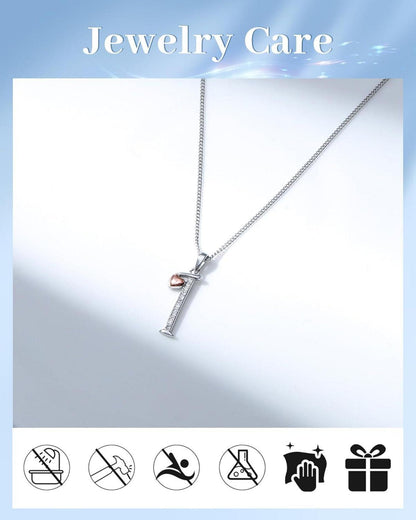 925 Silber Initiale Kette mit Zirkonia Buchstabe I, Damen Mädchen