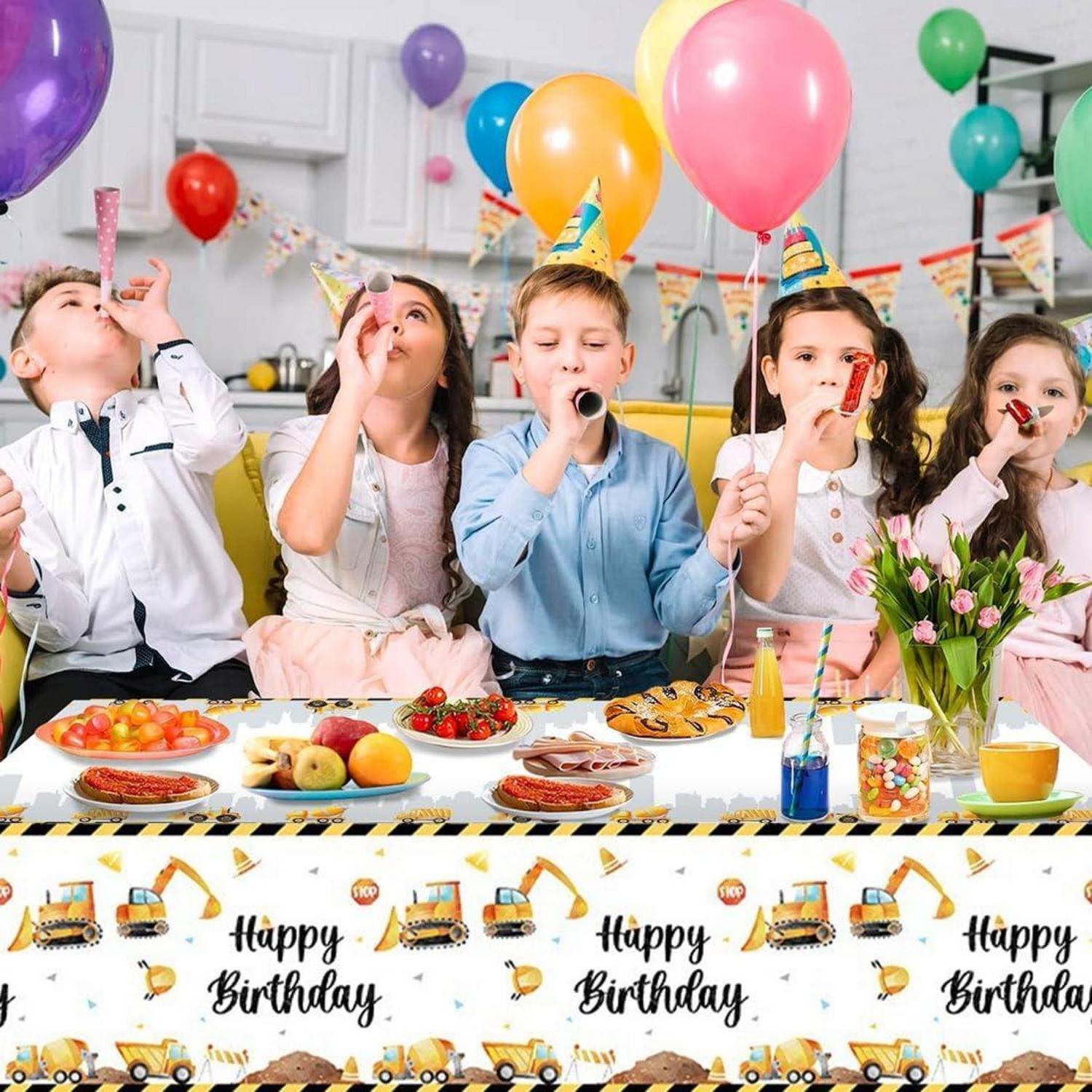 Bagger Tischdecke 2 Stück Kindergeburtstag Deko Baustelle Fahrzeuge