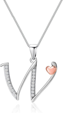 Initialen-Halskette aus 925er Sterlingsilber mit Zirkonia