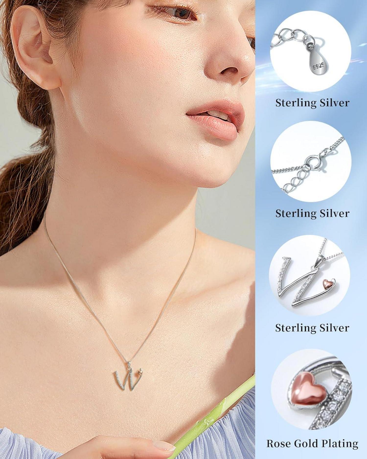 Initialen-Halskette aus 925er Sterlingsilber mit Zirkonia