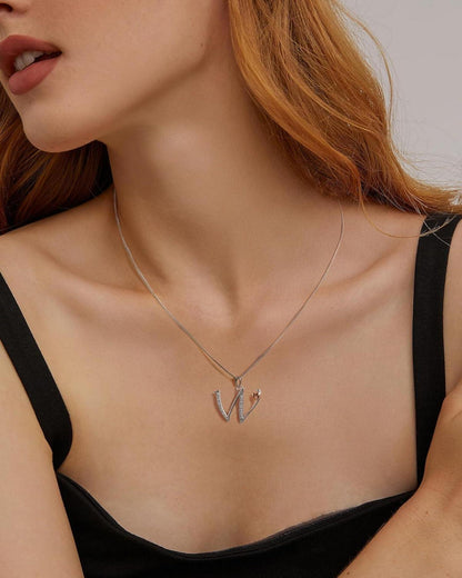 Initialen-Halskette Sterling-Silber 925 Zirkonia Damen Schmuck