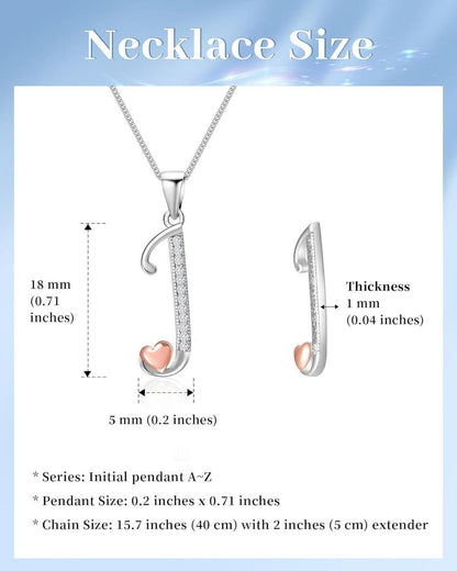 Mesovor Initiale Kette Silber 925 Zirkonia 15,7 Zoll