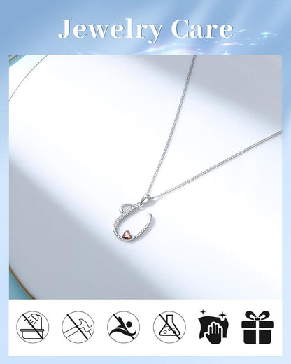Initiale Kette Silber 925 Zirkonia Buchstabe-U, Geschenk Damen Mädchen