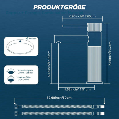 FORIOUS Waschtischarmatur Schwarz Matt mit Auslaufhöhe 120mm - Energiesparend & Wassersparend