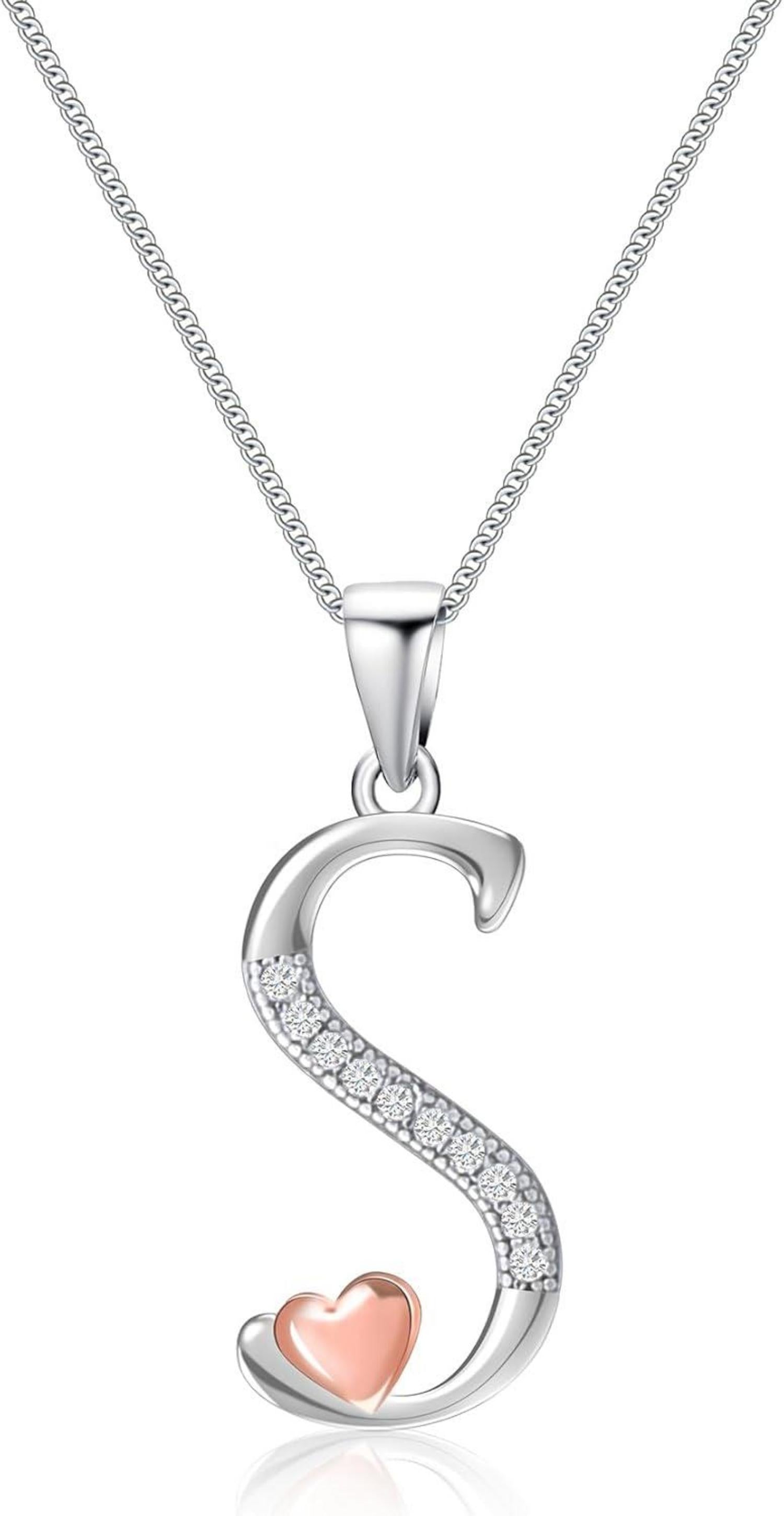 Initialen-Halskette Silber 925 mit Zirkonia Damen Mädchen Schmuck