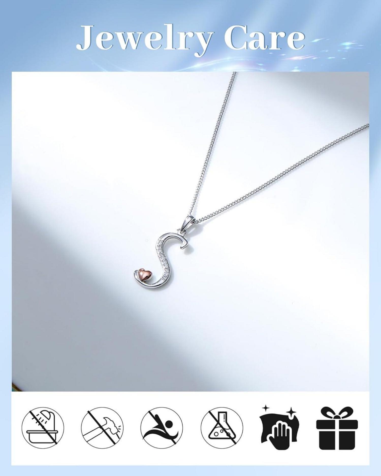 Initialen-Halskette 925 Silber Zirkonia Buchstabe-S für Damen
