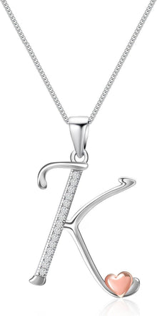 Initialen-Halskette 925 Sterling Silber Zirkonia Damen Mädchen