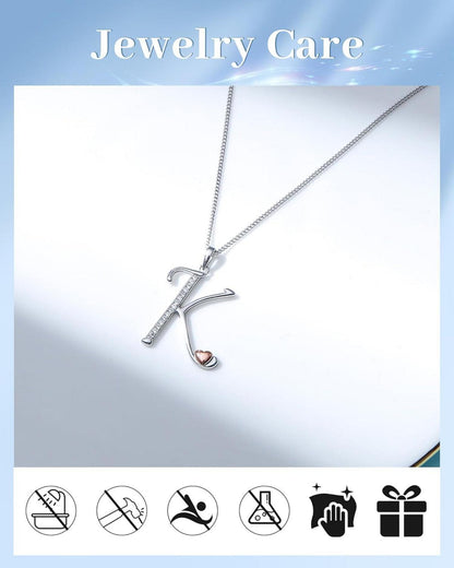 Initiale Kette Silber 925 Zirkonia Damen Mädchen Geschenke