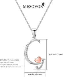 Mesovor Initiale Kette Silber 925 mit Zirkonia, Damen