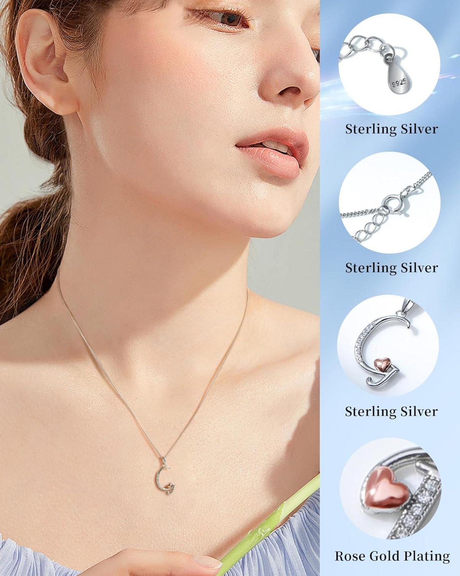Initialen-Halskette Silber 925 mit Zirkonia Damen Mädchen